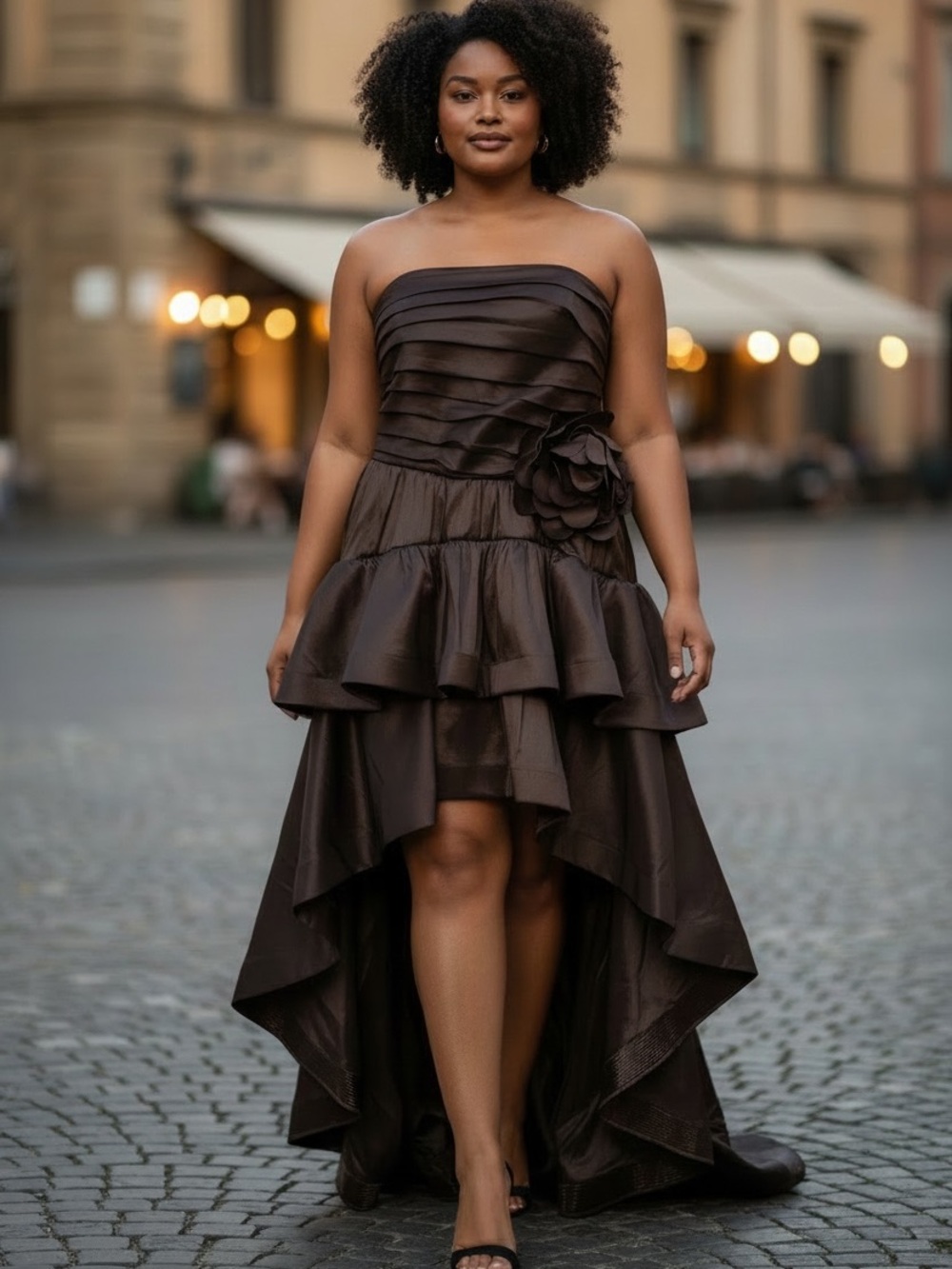 City Studio Strapless Black  High-Low Ruffle Dress. Junior Size 11/12